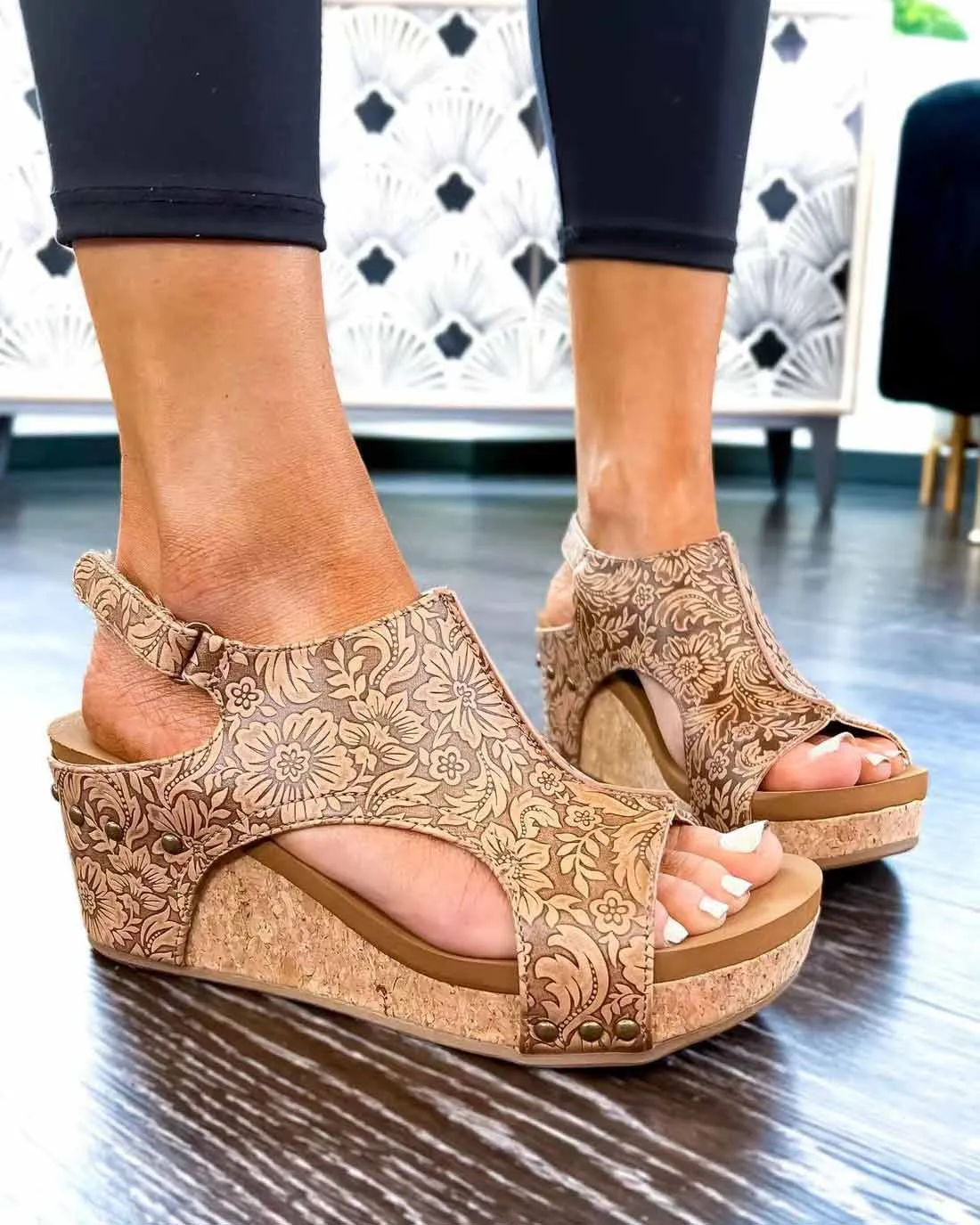 Melarey Mid Heel Wedge Sandals