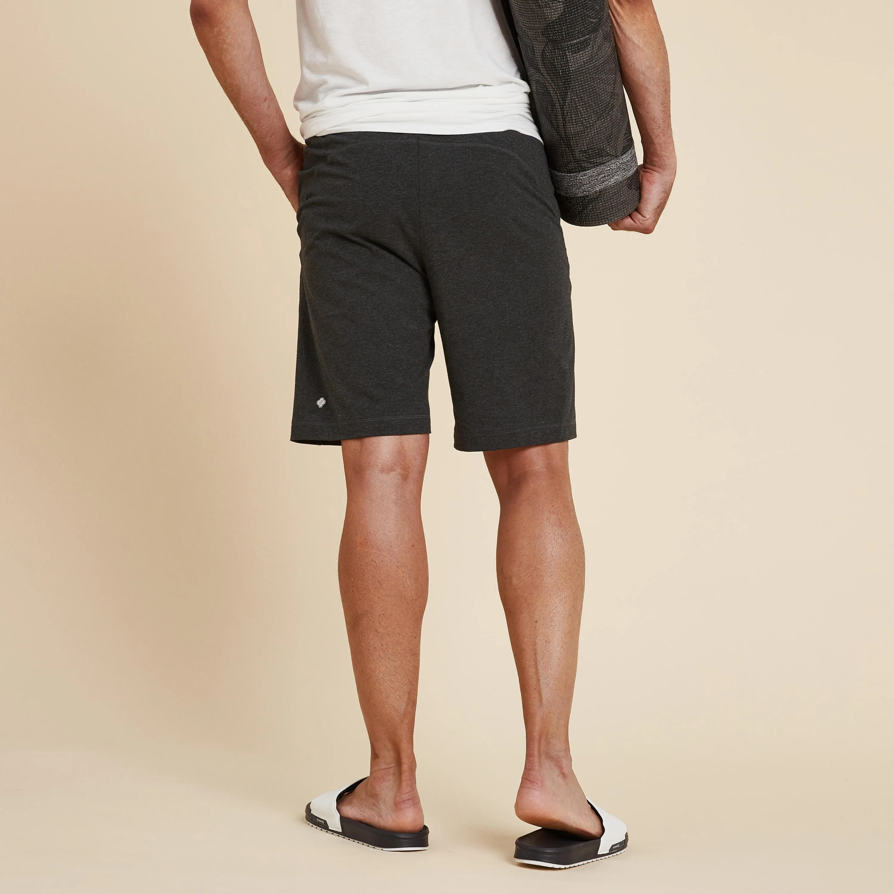 Men's cotton yoga shorts Ecodesign - gray KIMJALY, dark gray/black