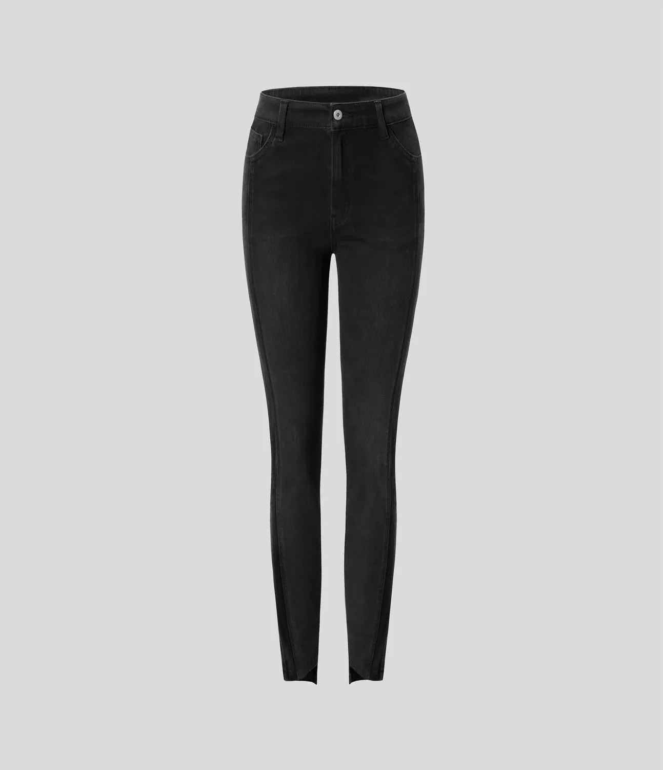 Mid Rise Button Zipper Multiple Pockets Stretchy Knit Casual Skinny Jeans