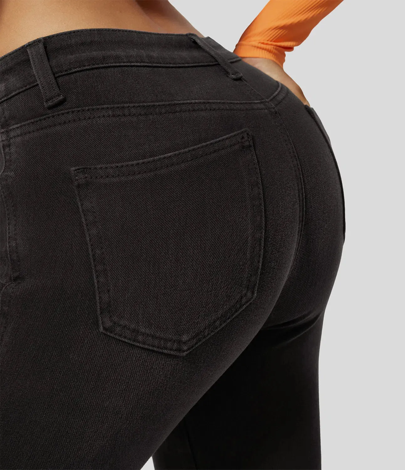 Mid Rise Button Zipper Multiple Pockets Stretchy Knit Casual Skinny Jeans