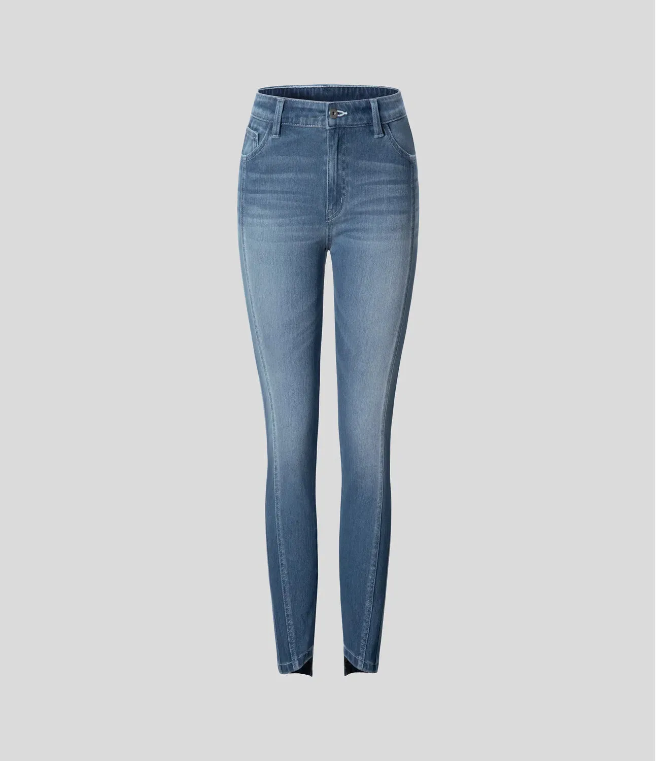 Mid Rise Button Zipper Multiple Pockets Stretchy Knit Casual Skinny Jeans