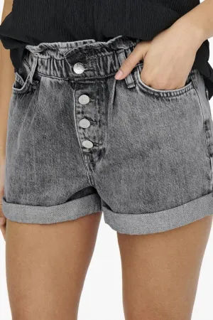 Only - Onlcuba Paperbag Shorts - 3771795 Grey Denim