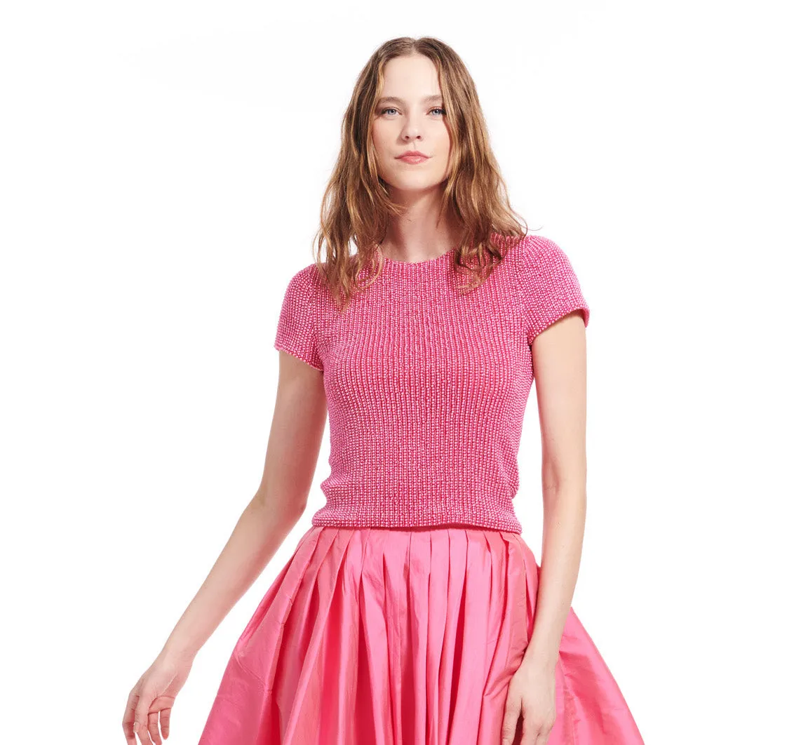 PEARL ENCRUSTED SHORT SLEEVE TEE OYSTER