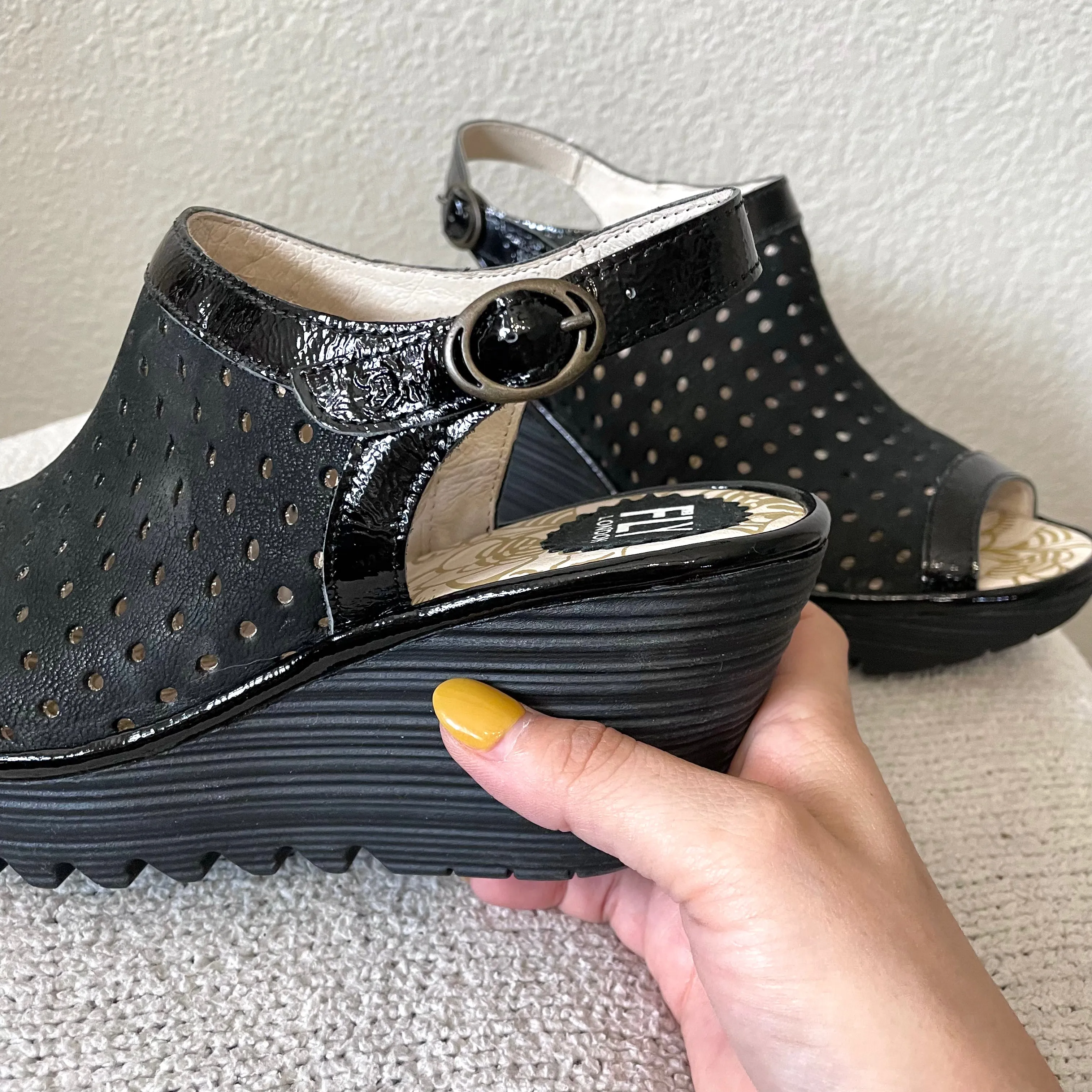 Perforated Wedge Sandals