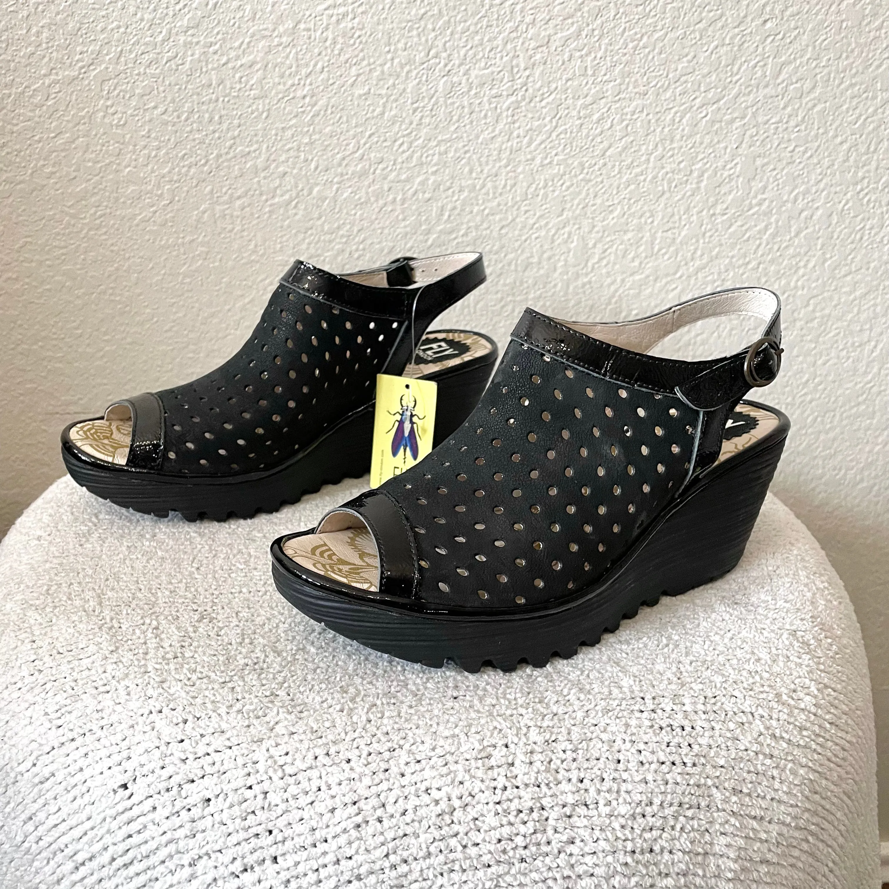 Perforated Wedge Sandals