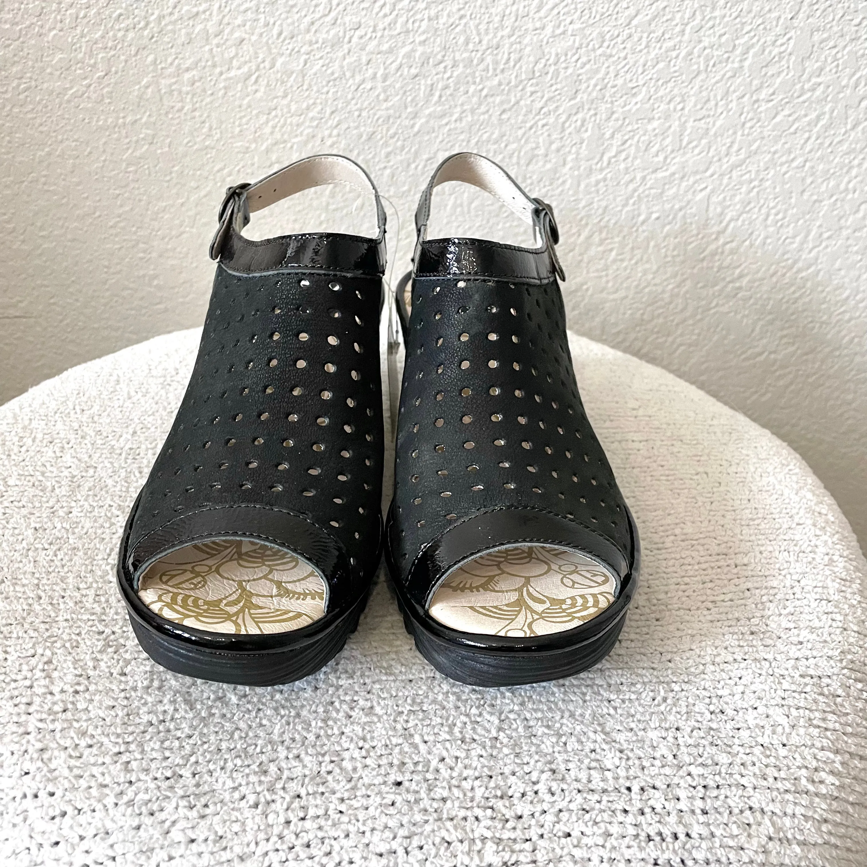 Perforated Wedge Sandals