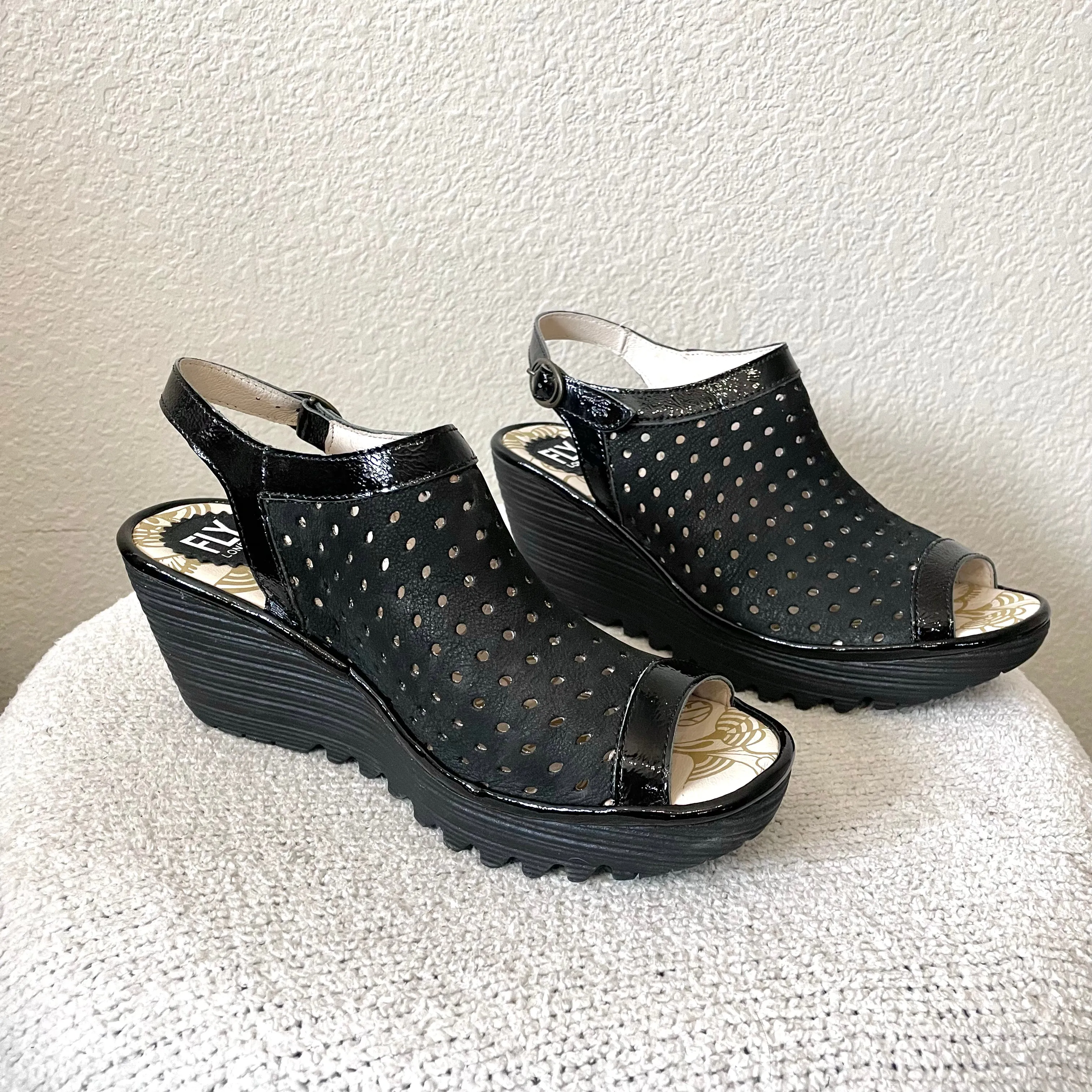 Perforated Wedge Sandals