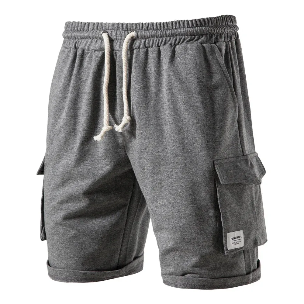 Pocket Shorts for Men 100% Cotton Casual Sport Short Pants Men Stretch Waist Quality Sweatshorts Summer Mens Shorts