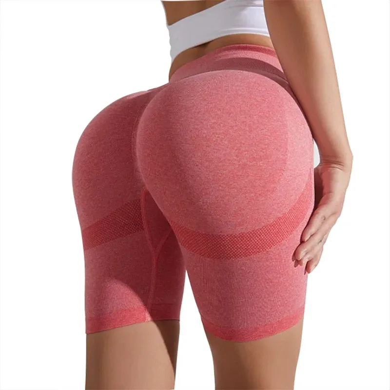 Push Up Biker Shorts Women Seamless Patchwork Mesh Workout Shorts Fitness High Waist Running Gym Clothing Outfit Sportswear