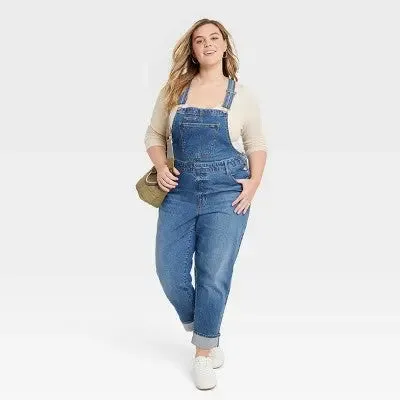 Universal Thread Women's Denim Overalls Sleeveless Skinny Leg Jumpsuits