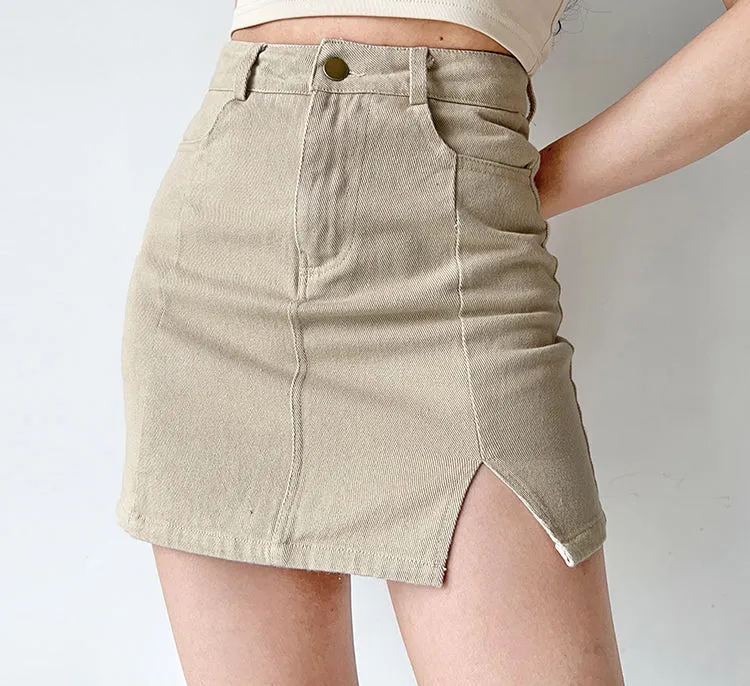 Wenkouban - New Look Split Denim Skirt