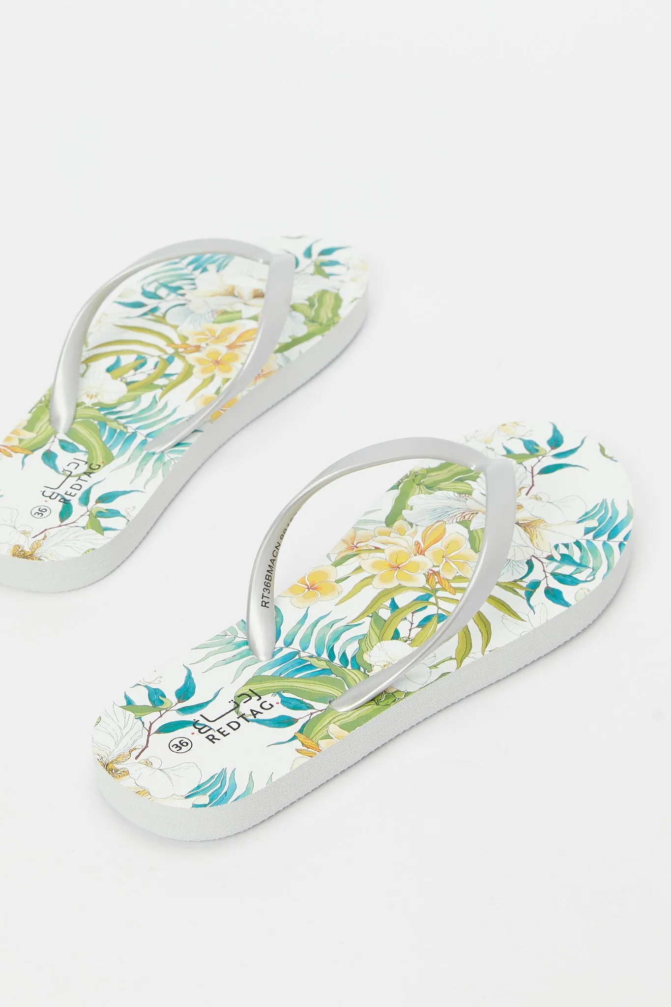 Women Green Floral Print Flip Flop