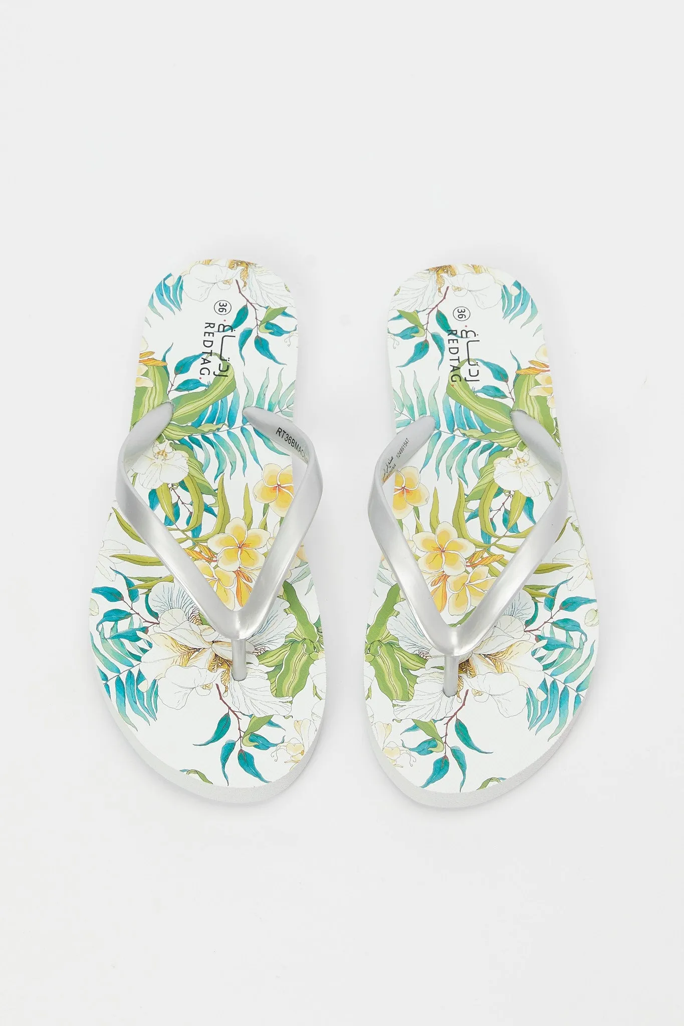 Women Green Floral Print Flip Flop