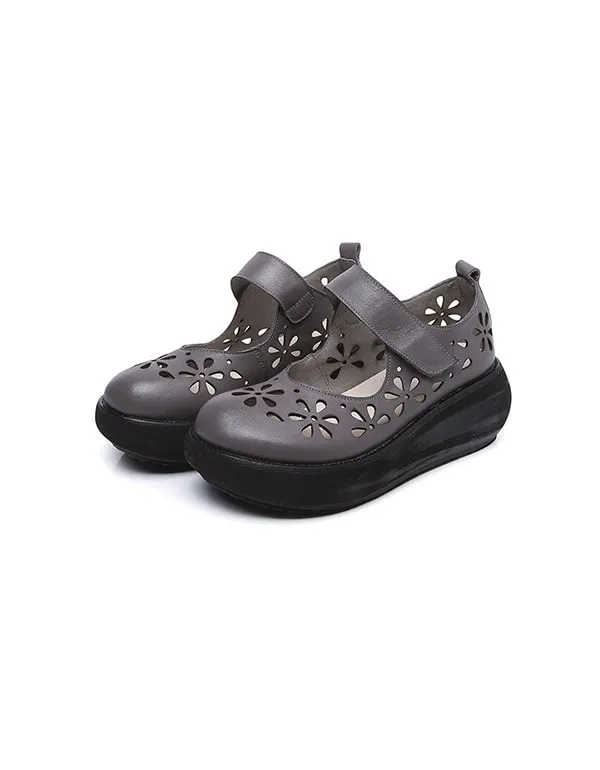 Women's Close-toe Velcro Wedge Retro Sandals