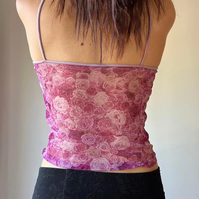 Zion Floral Print Mesh Tank Top