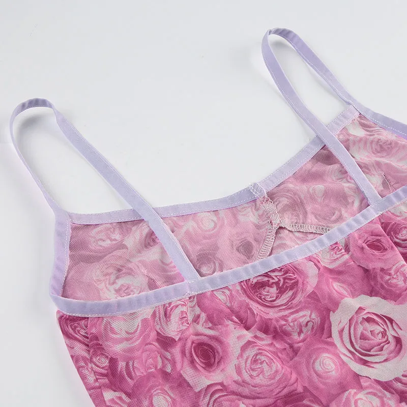 Zion Floral Print Mesh Tank Top
